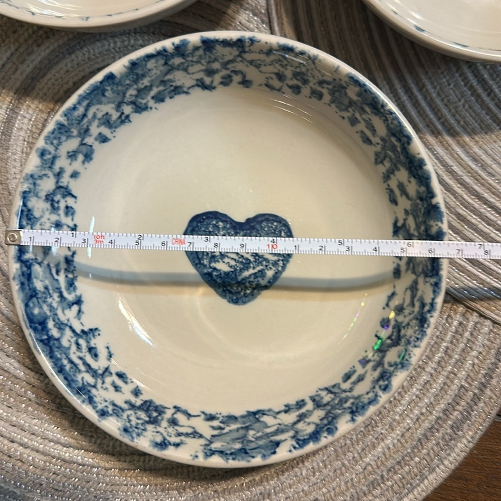 Folk Craft by Tienshan Made in China Blue and White Heart Pattern Bowls 4 pc set - Picture 5 of 6